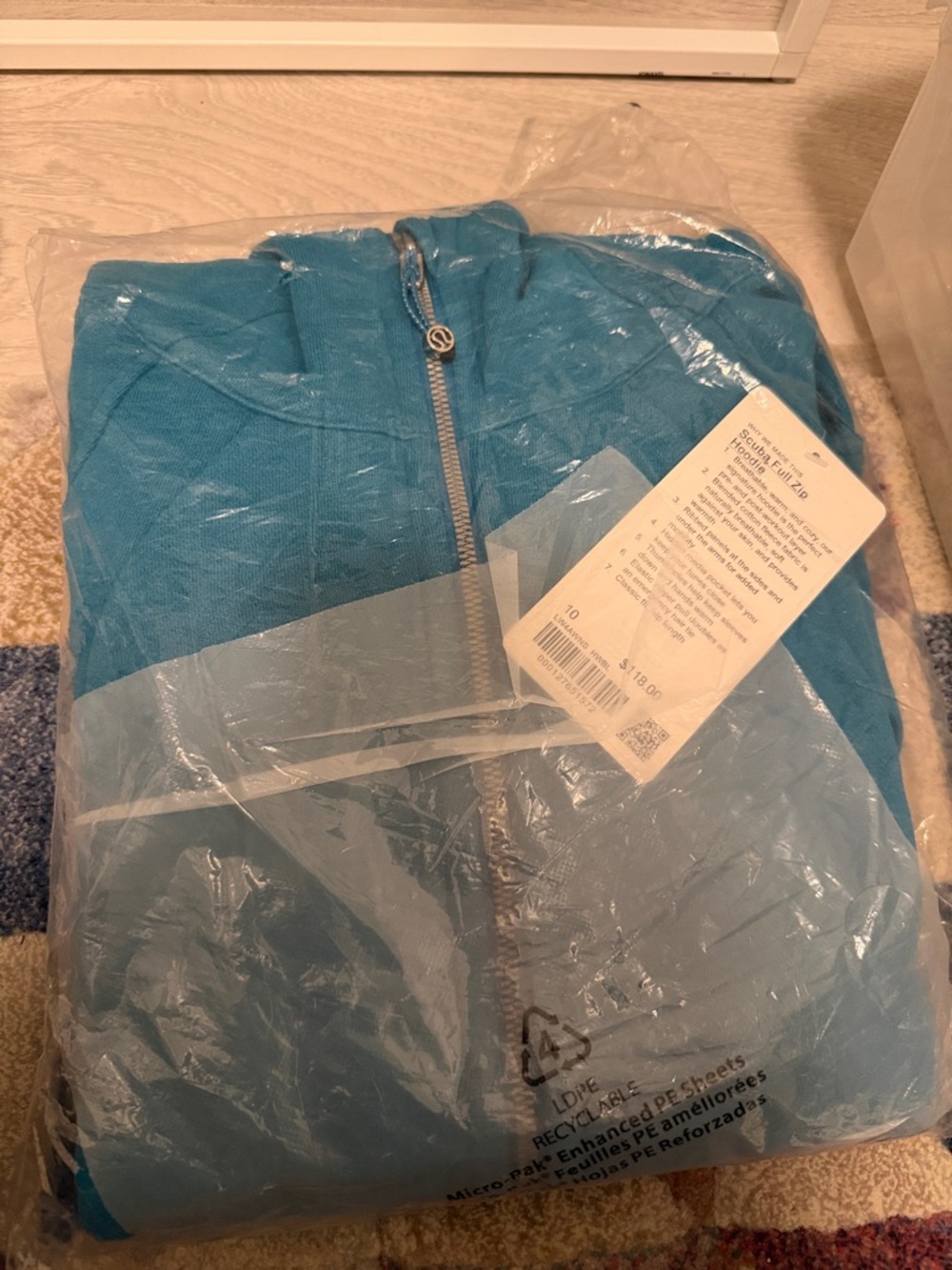 Lululemon Scuba Full Zip Hoodie in Teal Blue
